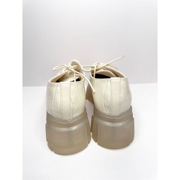 Chinese Laundry Jesty Oxfords Size 7 Cream Croc Embossed Chunky‎ Platform Shoes - Picture 5 of 10